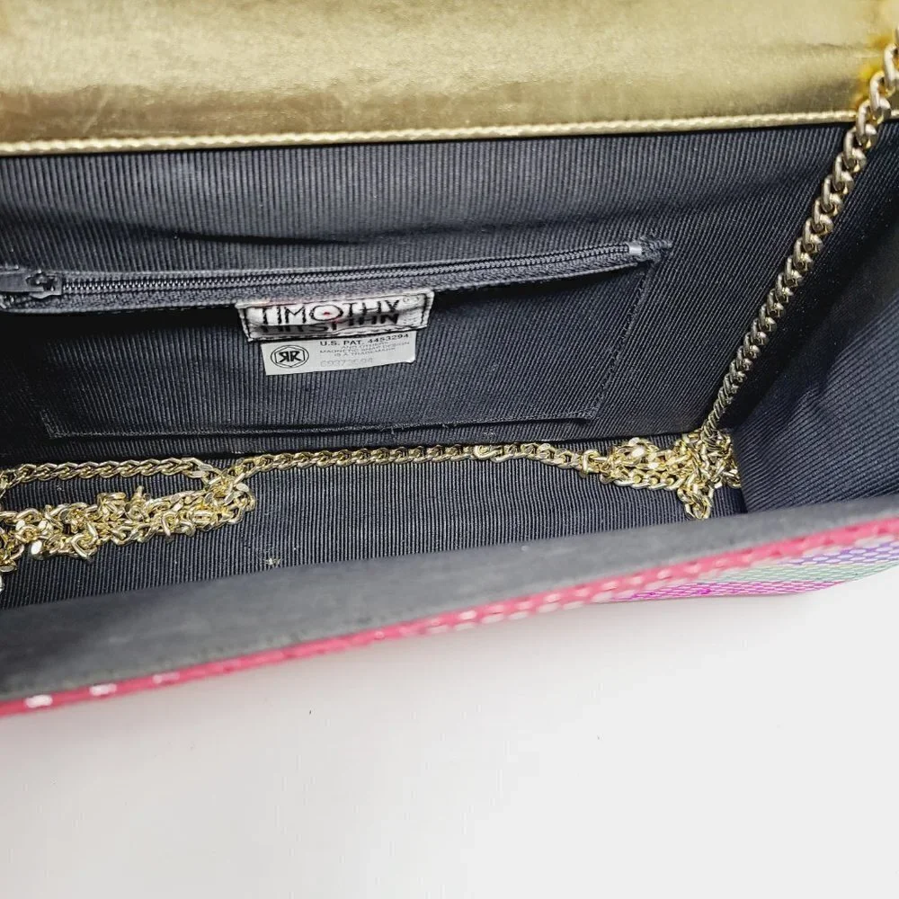 Timothy Hitsman | Vintage Multicolor Large Striped Rectangular Shaped Clutch Bag